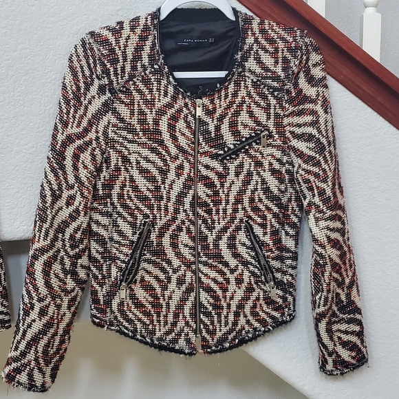 Classy Vintage Zara Tweed Set 2pc Zip Jacket and Skirt - Picture 6 of 9